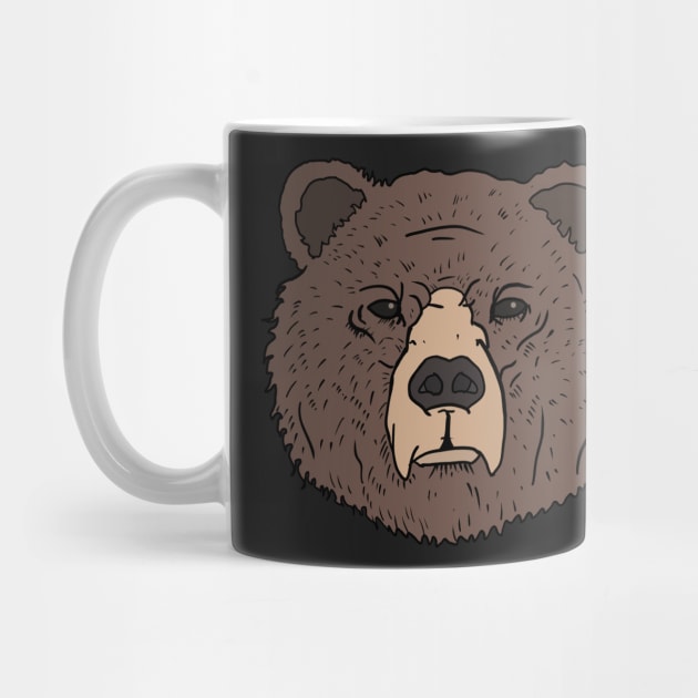 Grumpy Brown Bear Head hand drawn portrait by Mesyo